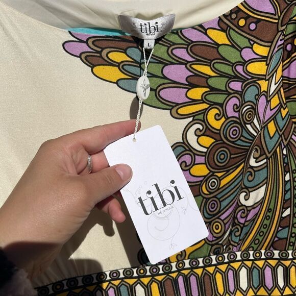 Tibi Long Sleeve Silk Dress NWT - Picture 4 of 9